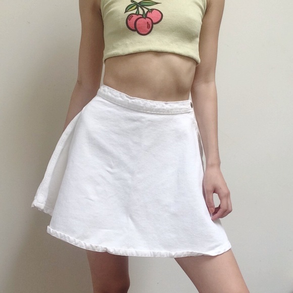 American Apparel white denim circle mini skirt