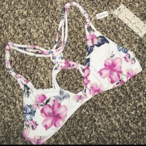 Frankie's bikinis marina top in floral stripe