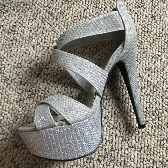 Silver sparkle high heels