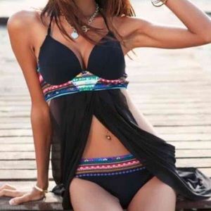 Tempting Halterneck Print Cut Out Swimwear