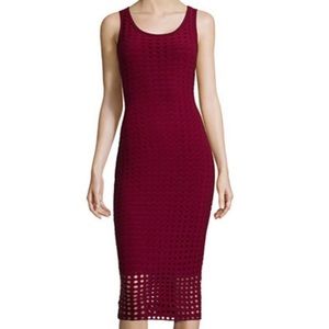A burgundy midi dress