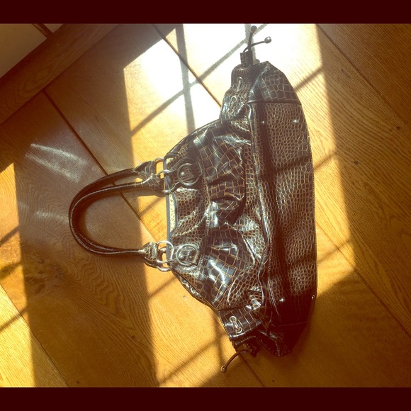 Faux snake skin brown purse