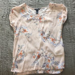 Pink Floral Silky Blouse