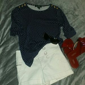 Lauren polka dots navy top size PM