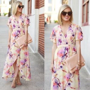 NORDSTROM printed hi-low wrap dress