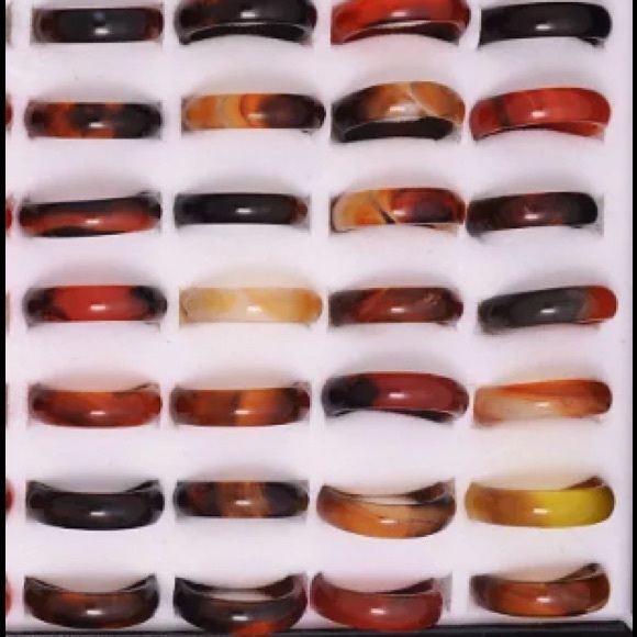 📦wholesale lots 5pc Red natural agate rings📦 - Picture 3 of 4