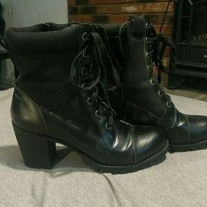 Black Combat Boot Style Heels