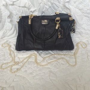 Dark brown leather Coach shoulder bag