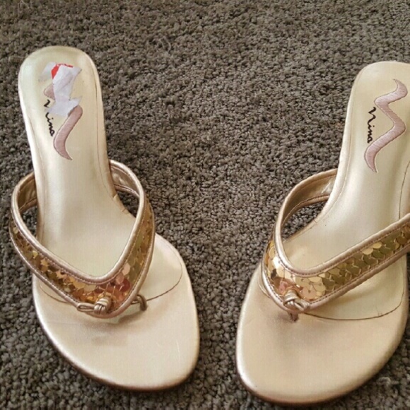 Gold kitten heel shoes