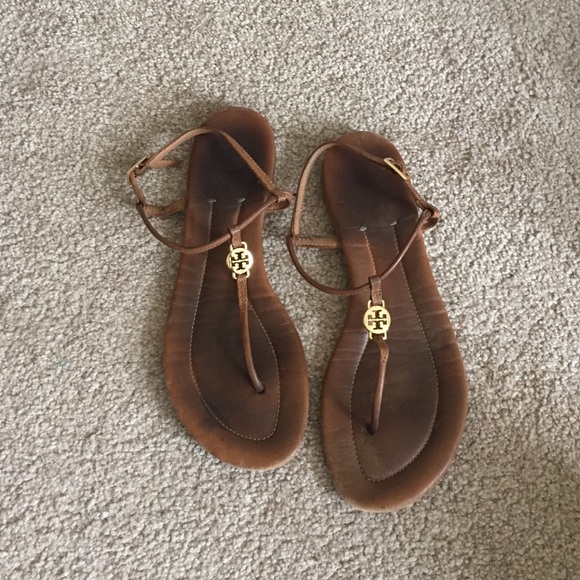 Tory burch brown leather sandals