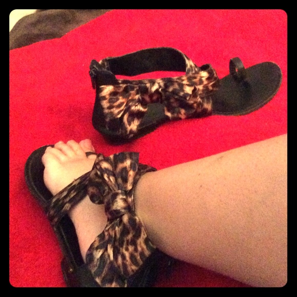 Cheetah print ankle strap sandal
