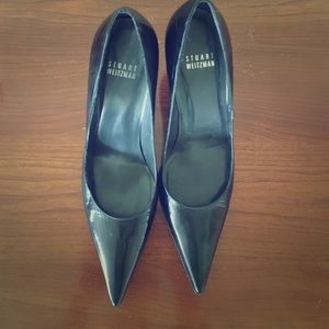 Black leather Stuart Weitzman heels