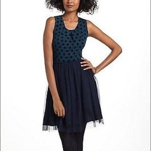Anthropologie navy and teal dress