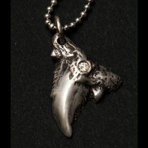 Silver shark tooth diamond necklace