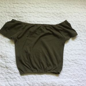 Green off the shoulder crop top