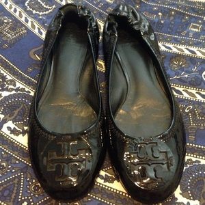 Black patent Tory burch flats