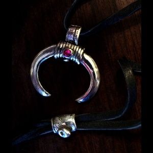 Silver necklace with ruby
