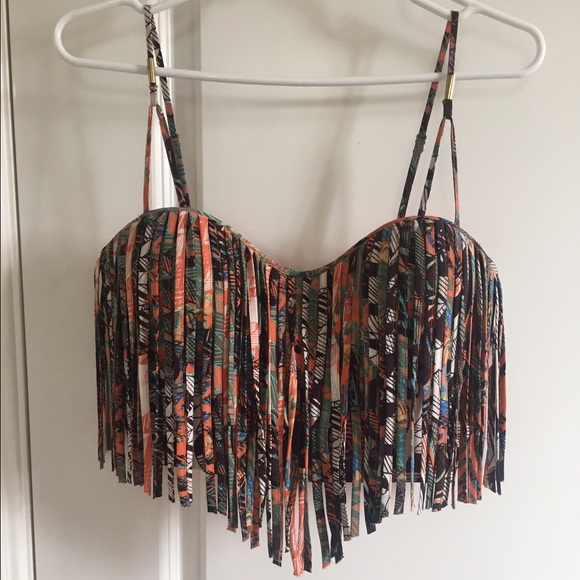 Bebe fringe style crop top