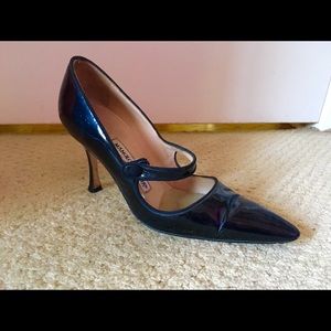 Manolo Blahnik Patent Pumps with Strap