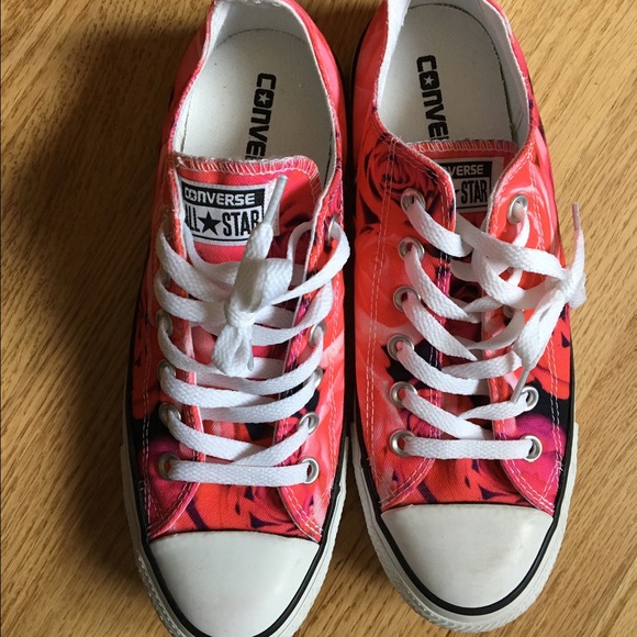 Worn once. Floral red.