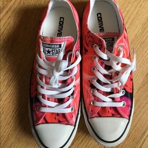 Worn once. Floral red.