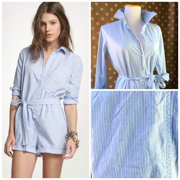 J.Crew light blue pinstripe romper
