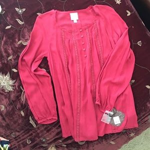 New: Knox Rose long sleeve dark red blouse