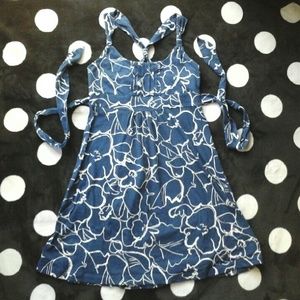 AEO Floral Cross Back Navy Sundress