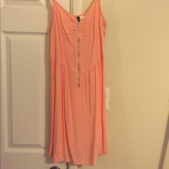 Peach front zipper dress
