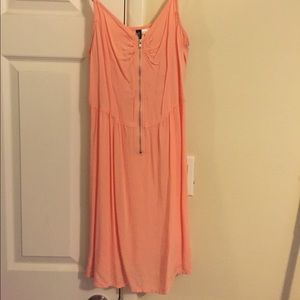Peach front zipper dress