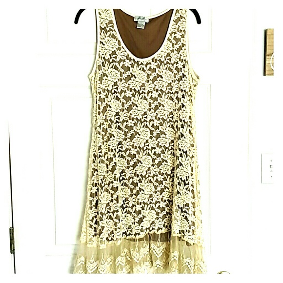 Dress - Chocolate with ivory overlay