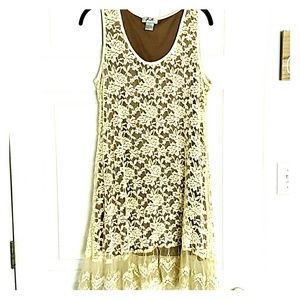 Dress - Chocolate with ivory overlay