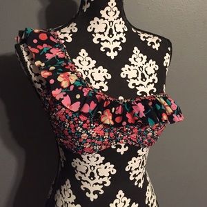 Tie back one shouldered bikini top