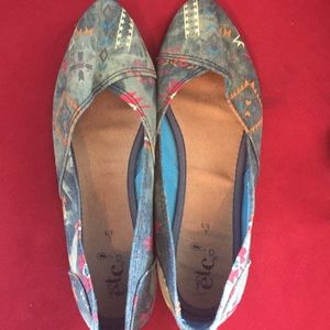 Denim Aztec flats