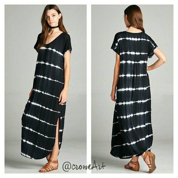 💝HP💝  Black & White Tie Dye Stripes Maxi - Picture 2 of 4