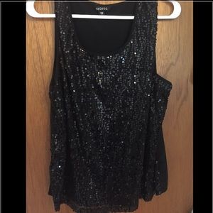 George XL Black Sparkly Sequin Top