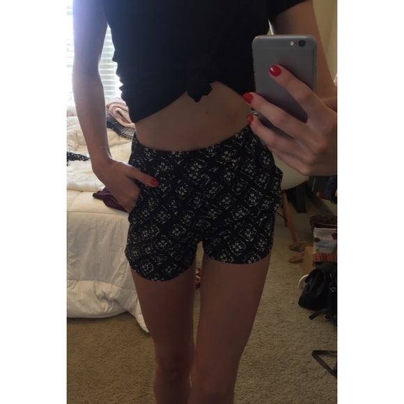 Black and off white shorts