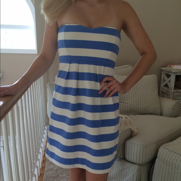 Jcrew striped strapless dress