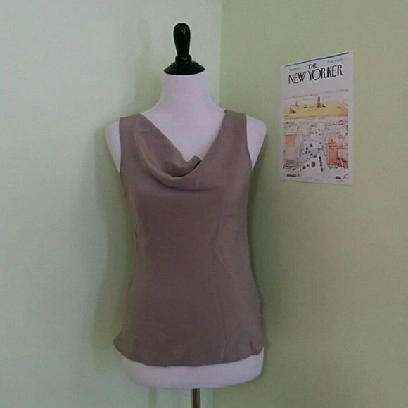 Grey lavender 100% silk draped neck shell