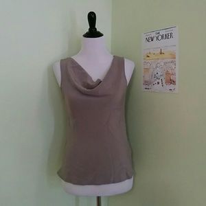 Grey lavender 100% silk draped neck shell