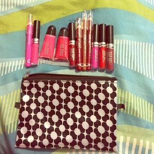 Lip pencils, lips gloss, and bag