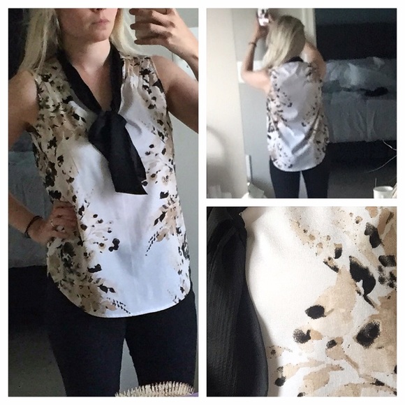 New York & Company Tops - NWOT, New York and Company Print Drape Neck Top