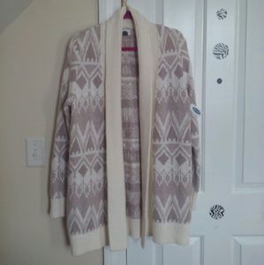 Cream & Light Brown Sweater Cardigan
