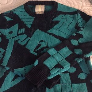 "Sweaters for All my Friends" turquoise and navy