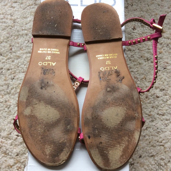 ALDO Pink metal-studded strapped sandals. Size 37 (US 6.5). - Picture 2 of 3