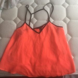 V Neck Bright Pink Sheer Camisole