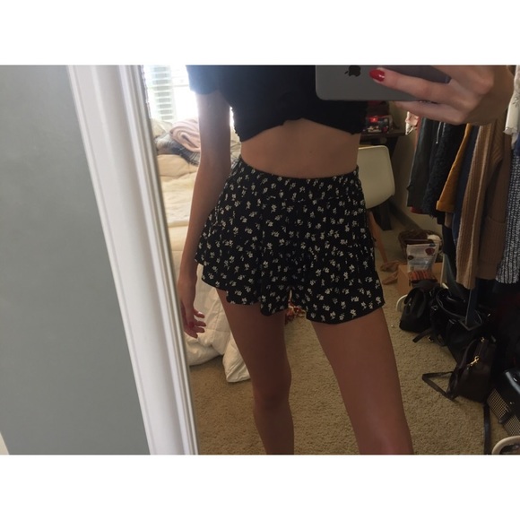Black with white flower skorts