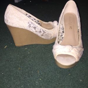 White lace wedges