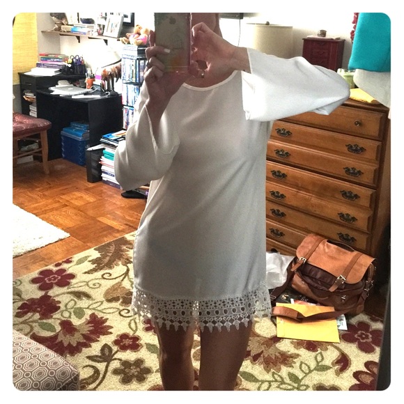 White sheer lace dress