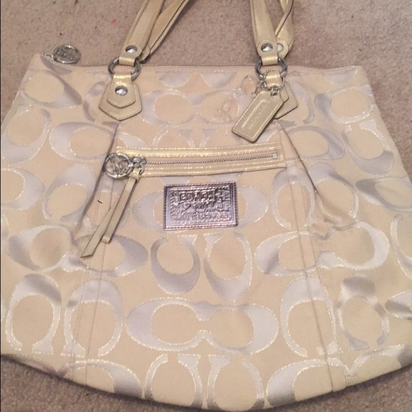 Coach cream colored poppy purse AND red purse.